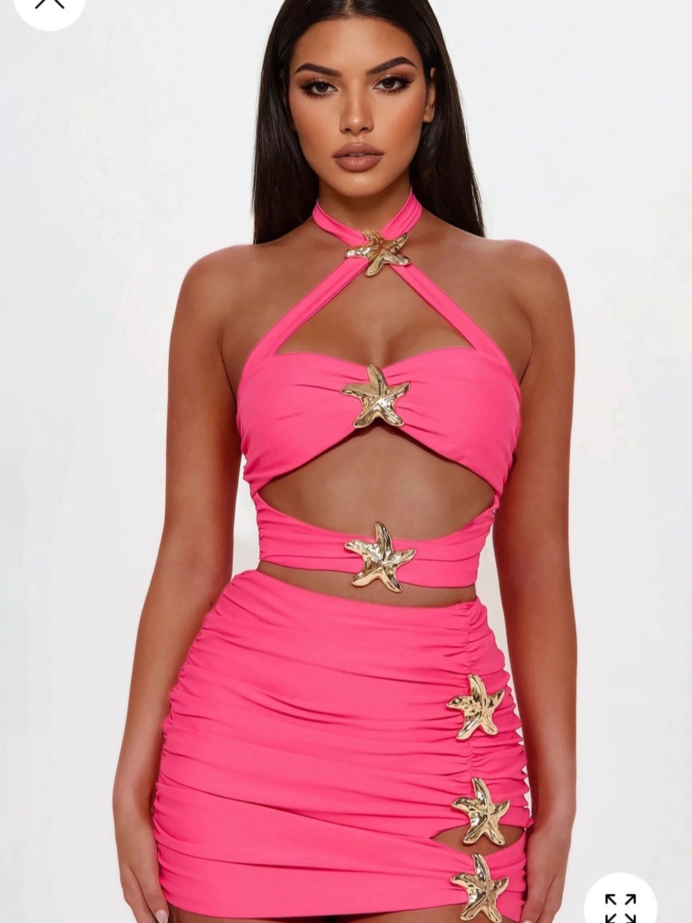 Women’s Fuchsia Cutout Star-Accent Mini Dress